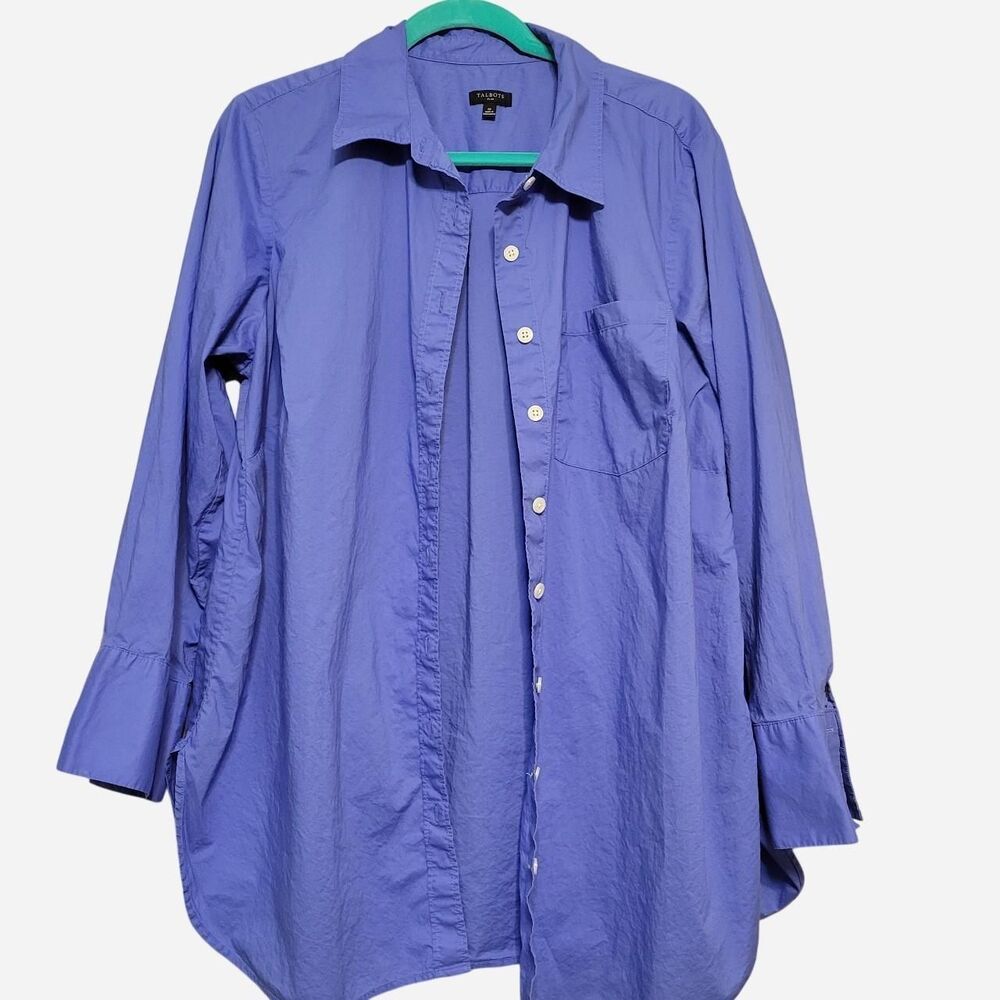 Talbots Womens XL Periwinkle Blue Cotton Button Down Shirt Basics Office Classic